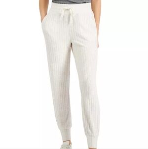 Style & Co Ribbed Cream Soft Plush Jogger Pants Size L